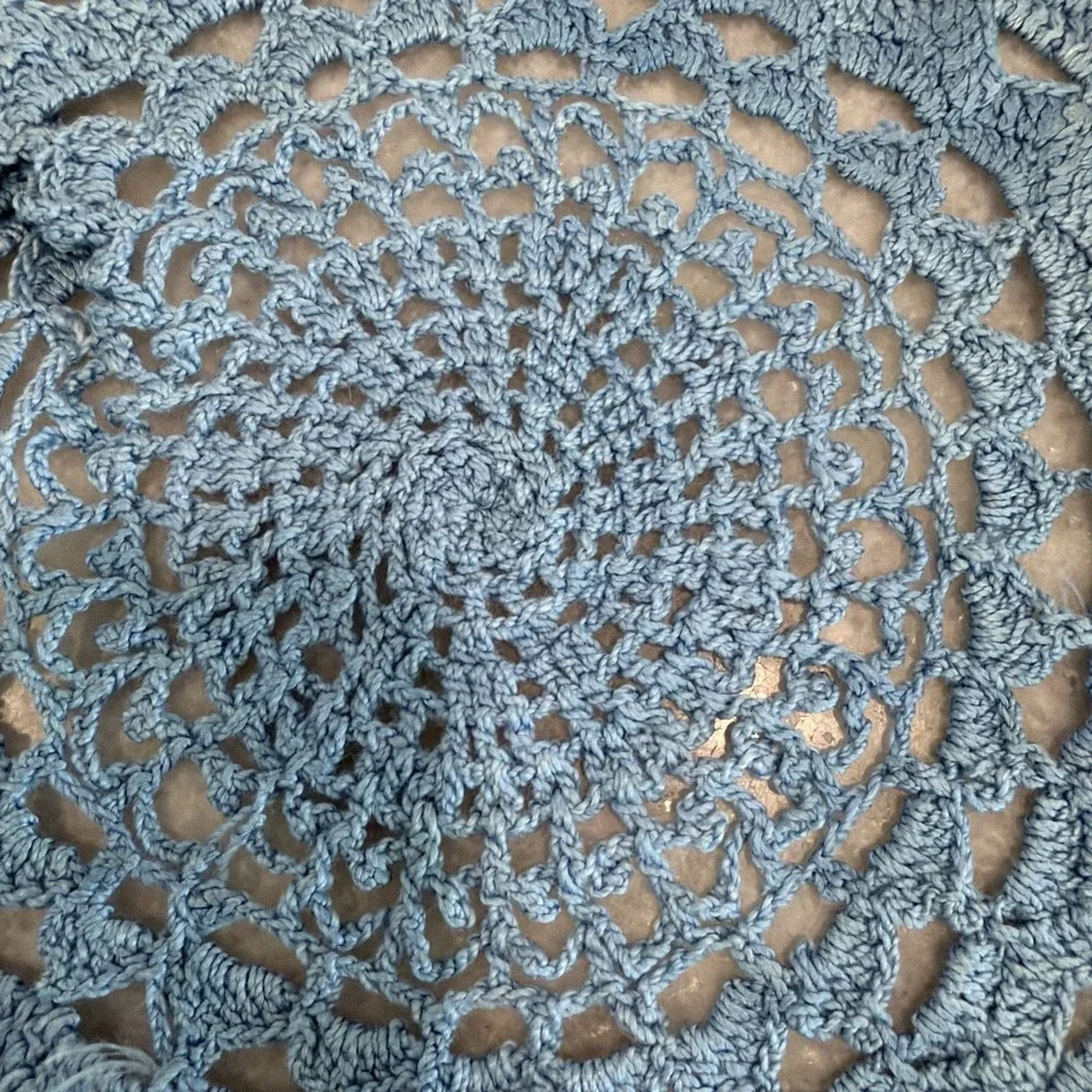 vintage hand crocheted doily Blue